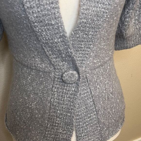 If it Were Me sweater gray wool alpaca blend short puff sleeve cardigan  Sz M - Picture 3 of 8